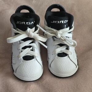 Jordan Baby White and Black Leather Lace-Up Sneakers